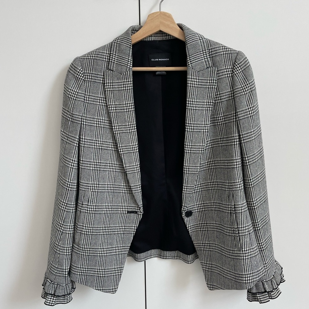 Club Monaco blazer with beautiful ruffle detail.